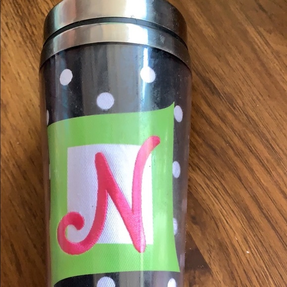 Mudpie letter “N” travel mug polka dot - Picture 1 of 5